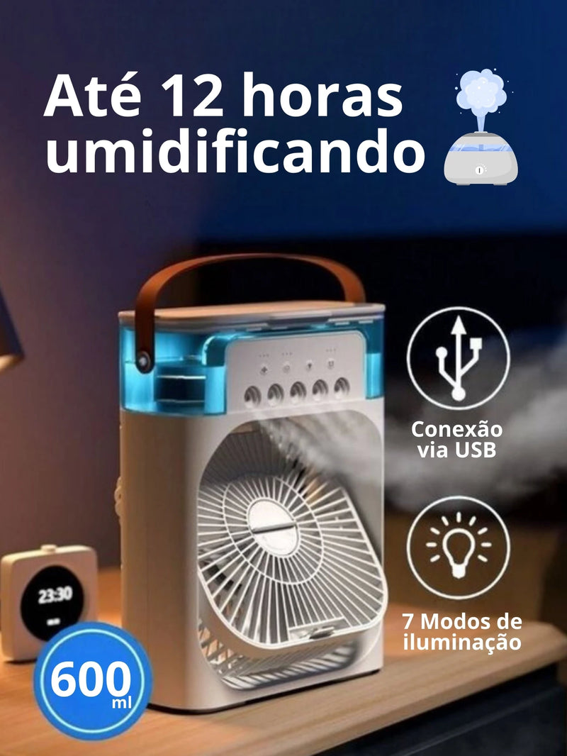 Mini Umidificador/Ventilador de Ar Portátil